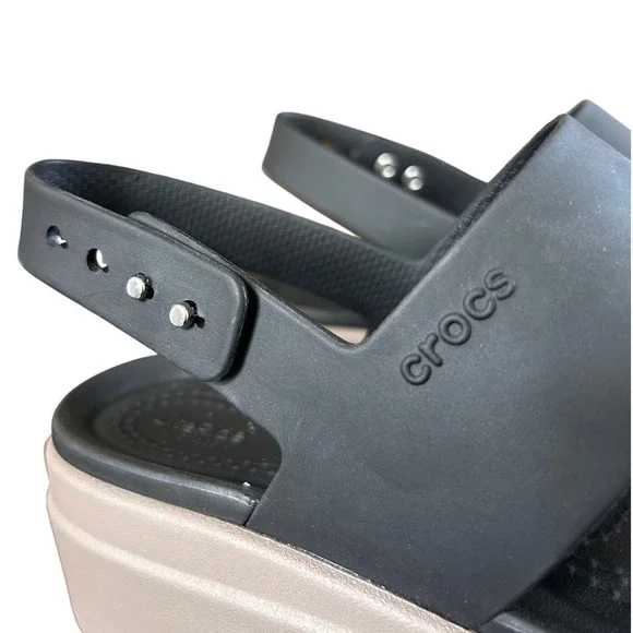 Crocs Brooklyn Low Wedge Sandal Black Mushroom Platform Womens 6 LiteRide Foam - Picture 7 of 9